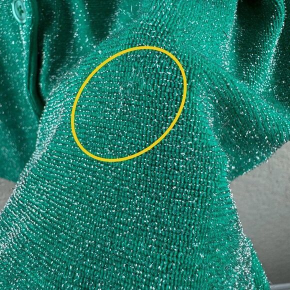 Frankies Bikinis Coco Sparkle Terry Button Up Shirt Mistletoe Green Large Beach - Picture 7 of 10